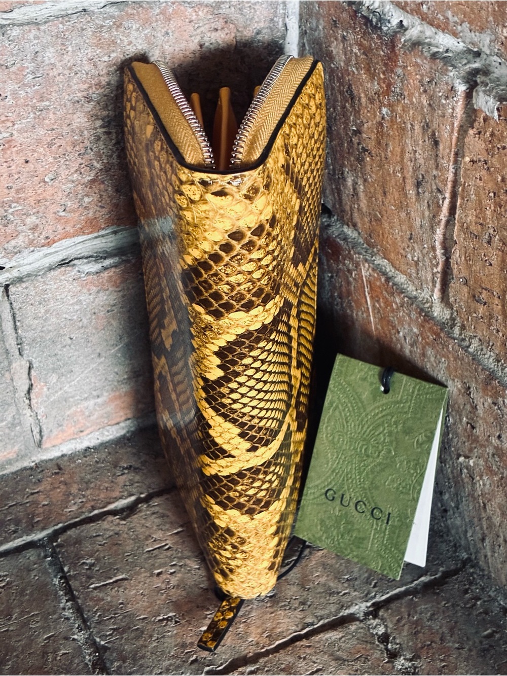 Gucci python zip around Continental wallet yellow exotic full inc ltd ed ECU - Picture 17 of 17